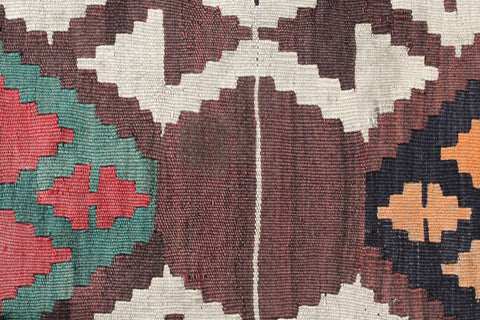 Vintage Large Geometric Patterned Kilim Woven Wool Rug