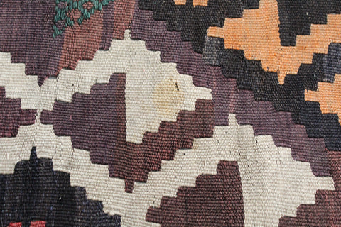Vintage Large Geometric Patterned Kilim Woven Wool Rug