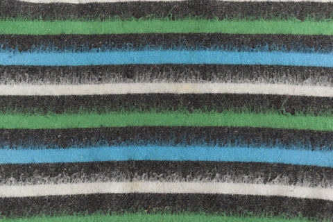 Vintage Large Blue, Green, Grey and White Striped Blanket