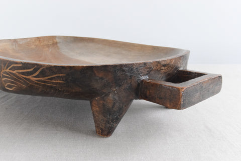 Vintage Large Folk Art Hand Carved Wooden Bowl