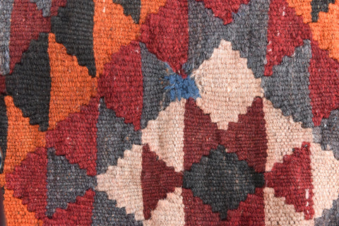 Vintage Large Geometric Patterned Kilim Woven Wool Rug