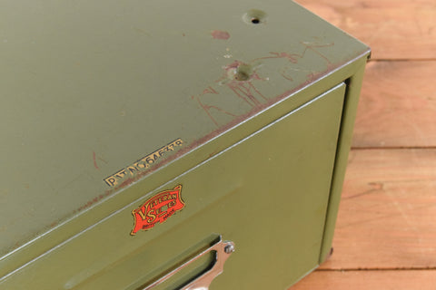 Vintage Green Metal Filing Box Single Drawer Veteran Series