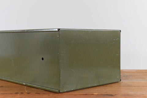 Vintage Green Metal Filing Box Single Drawer Veteran Series