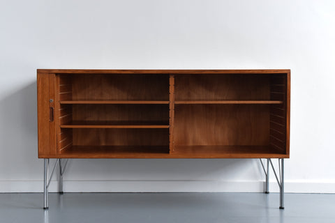 Vintage Rare Teak Tambour Door Cabinet by Heinrich Roepstorff for Danmøbel