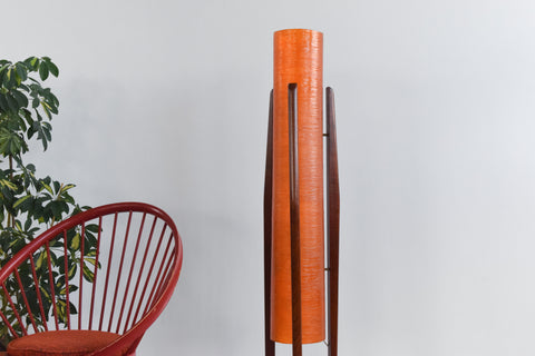 Vintage Large Orange Fibreglass Rocket Style Floor Lamp