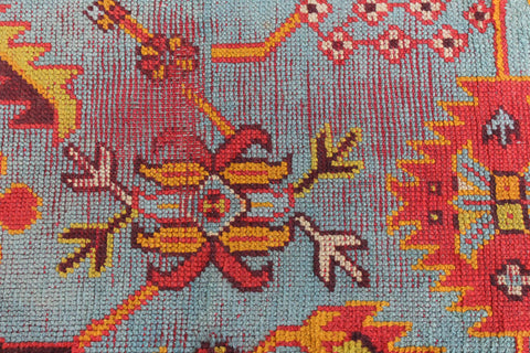 Vintage Red Orange and Green Patterned Persian Wool Runner / Rug