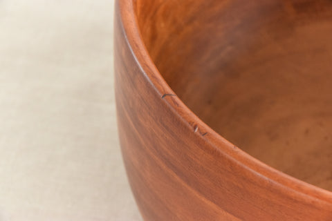 Vintage Rustic Mid-Century Hand Turned Wooden Fruit Bowl