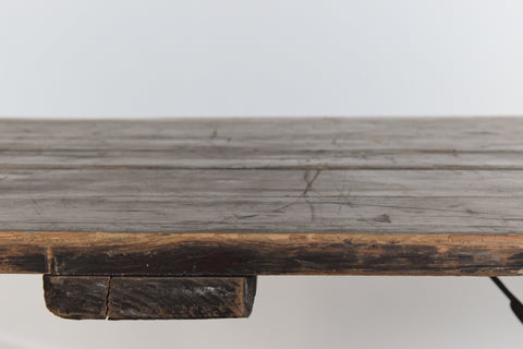 Vintage Large Rustic Wooden Folding Trestle Table
