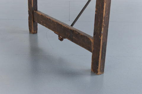 Vintage Large Rustic Wooden Folding Trestle Table