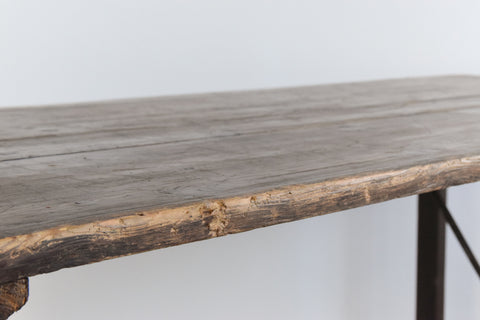 Vintage Large Rustic Wooden Folding Trestle Table