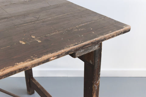 Vintage Large Rustic Wooden Folding Trestle Table