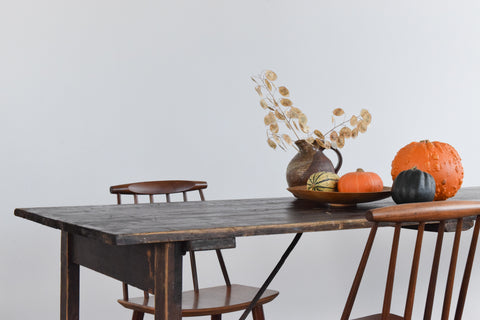 Vintage Large Rustic Wooden Folding Trestle Table