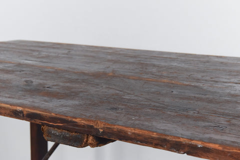Vintage Large Rustic Wooden Folding Trestle Table