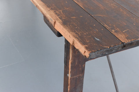 Vintage Large Rustic Wooden Folding Trestle Table