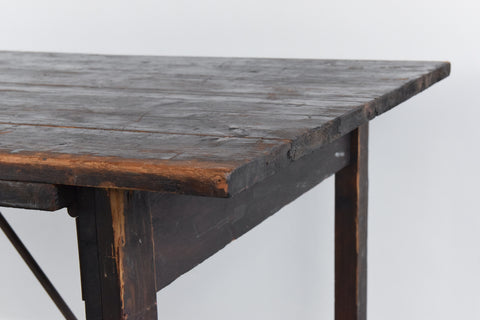 Vintage Large Rustic Wooden Folding Trestle Table