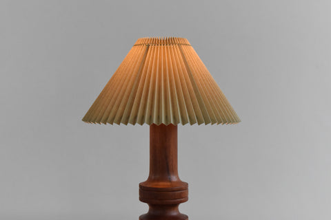 Vintage Large Teak Table Lamp with New Sage Green Pleated Lampshade