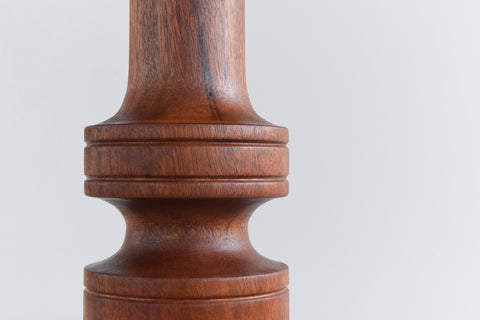 Vintage Large Teak Table Lamp with New Sage Green Pleated Lampshade