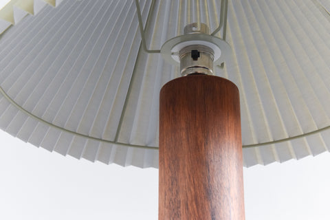 Vintage Large Teak Table Lamp with New Sage Green Pleated Lampshade