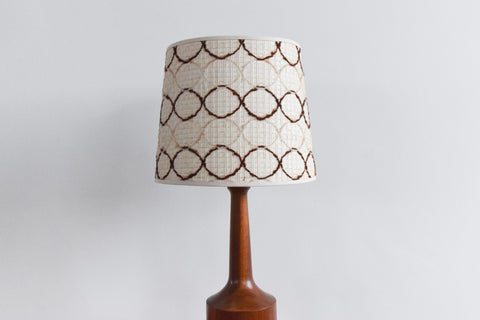 Vintage Large Teak Table Lamp with Original Wool Patterned Shade
