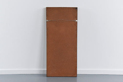 Vintage Long Danish Teak Mirror with Curved Concave Frame