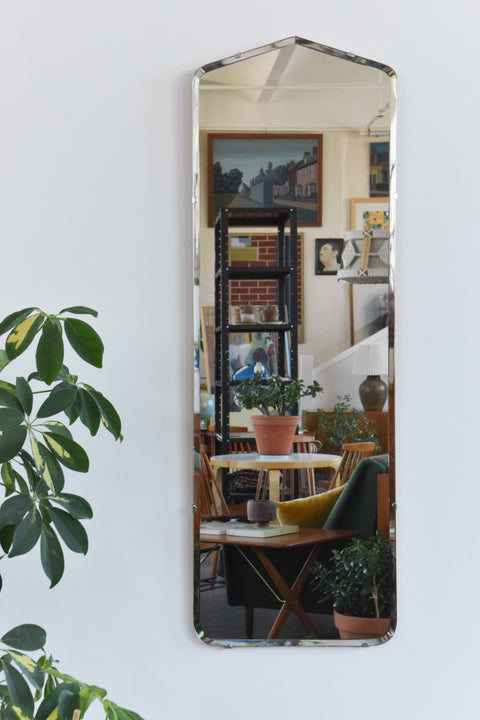 Vintage Long Frameless Bevelled Mirror
