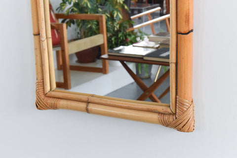 Vintage Long Rectangular Bamboo Mirror