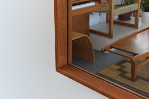 Vintage Long Teak Framed Wall Mirror