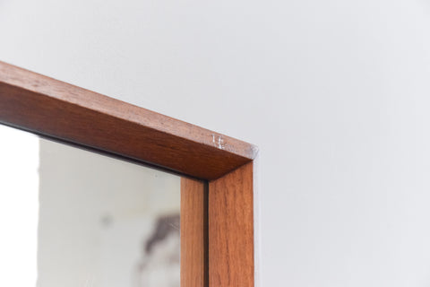 Vintage Long Teak Framed Wall Mirror