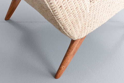 Vintage Low Lounge Chair in Textured Wool Fabric