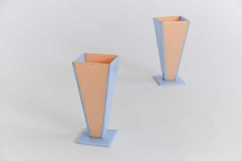 Vintage Art Deco Pair of Lucite Vases