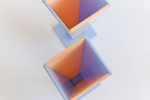 Vintage Art Deco Pair of Lucite Vases