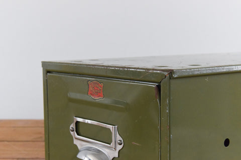 Vintage Green Metal Filing Box Single Drawer Veteran Series