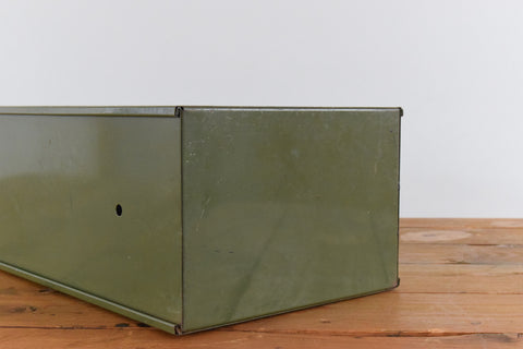 Vintage Green Metal Filing Box Single Drawer Veteran Series