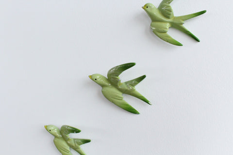 Vintage Kitsch Metal Swallow Wall Hanging Plaques