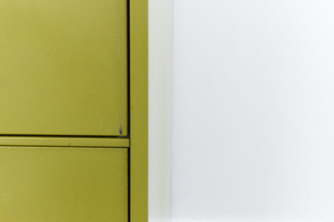 Vintage Metal Two Drawer Filing Cabinet in Avocado Green