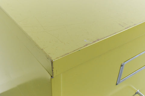 Vintage Metal Two Drawer Filing Cabinet in Avocado Green