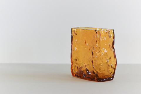 Vintage Mid 20th Century Decorative Amber Glass Vase