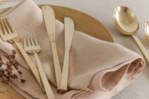 Vintage 1950s 48 Piece Gold Cutlery Set in the Manner of Scanline by Sigvard Bernadotte