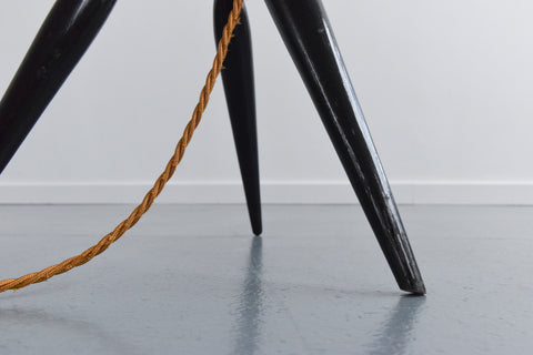 Vintage Mid Century Modern 1950s Tripod Standing Lamp and Shade