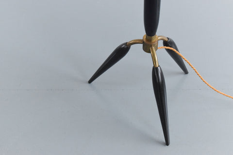 Vintage Mid Century Modern 1950s Tripod Standing Lamp and Shade