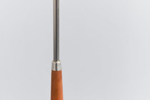 Vintage Mid Century Modern Wooden Standing Tripod Lamp and Pleated White Shade