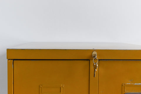 Vintage Mustard 10 Drawer Metal Filing Cabinet by Art Metal