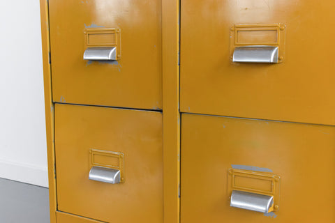 Vintage Mustard 10 Drawer Metal Filing Cabinet by Art Metal