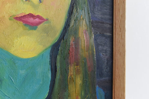 Vintage Oil on Board Portrati Painting of a Young Female by Artist Audrey Harling