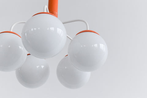 Vintage Orange and White Opaline Glass Chandelier