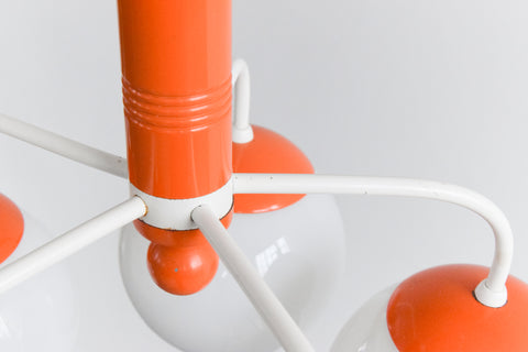 Vintage Orange and White Opaline Glass Chandelier