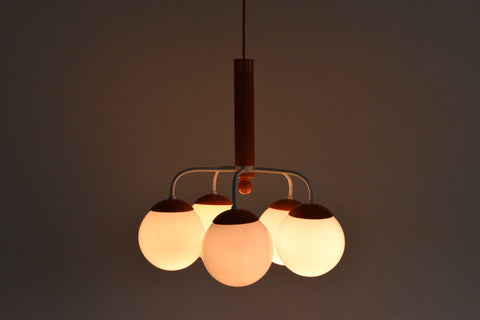 Vintage Orange and White Opaline Glass Chandelier