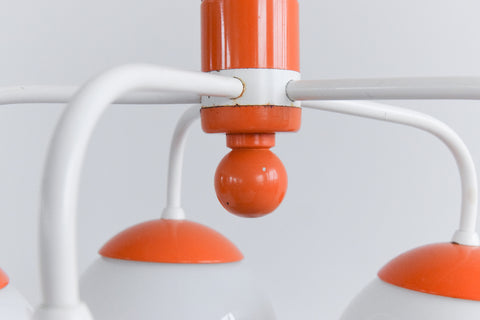 Vintage Orange and White Opaline Glass Chandelier