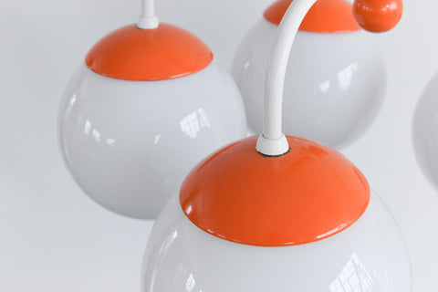 Vintage Orange and White Opaline Glass Chandelier