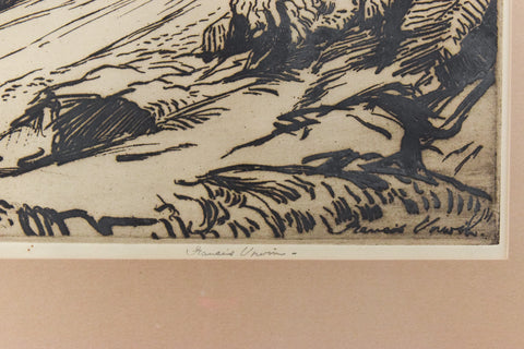 Vintage Original 1920s Framed Etching by Francis Sydney Unwin